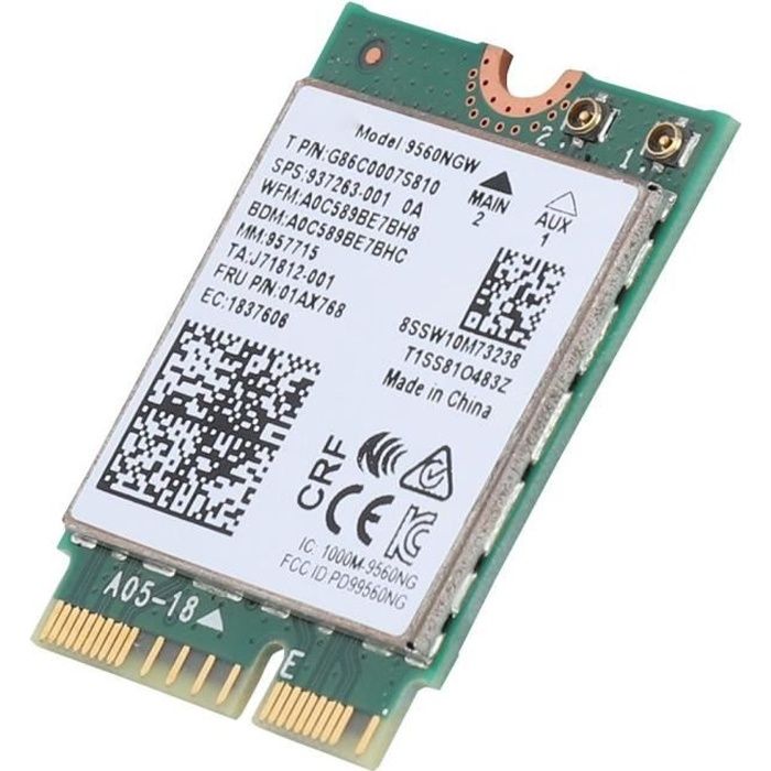VINGVO Carte WIFI Pour carte réseau sans fil Intel 9560AC NGW 2.4G/5G Bluetooth 5.0