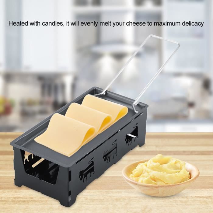 Appareil à Raclette à Bougie au Fromage Cheese Mini-poêle Antiadhésive Grille de Cuisson Chauffe Plat Avec Spatule--Rose Vie