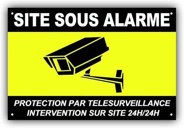 Plaque Alarme Surveillance 24h/24 50x80mm