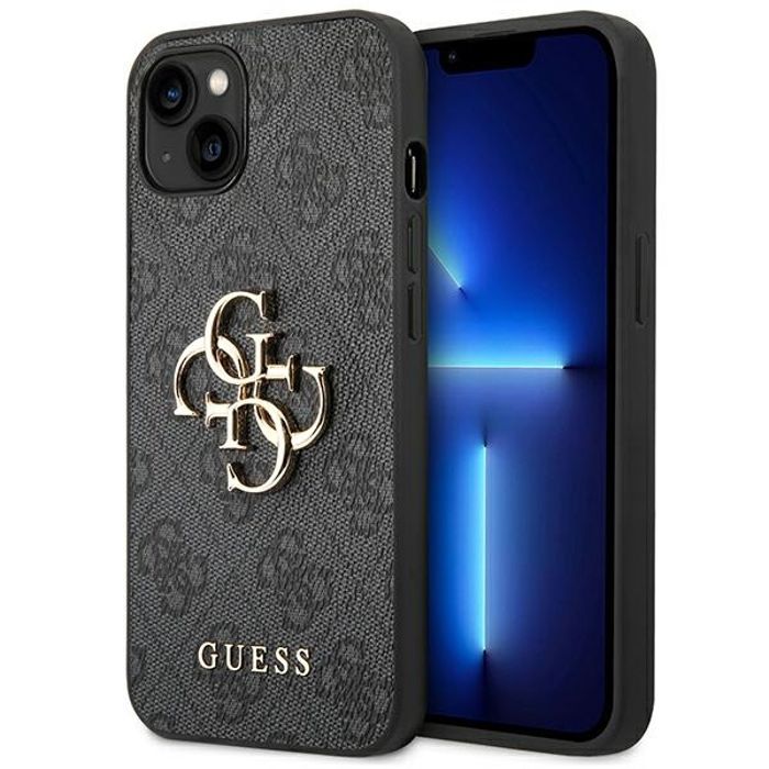 Guess Coque 4G Metal Logo Backcover pour Apple iPhone 14 Gris - vue 4