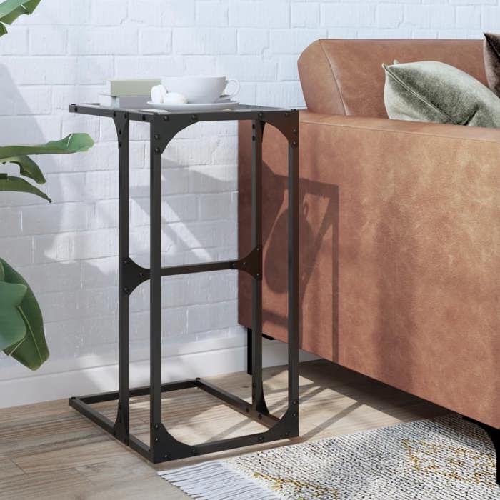 vidaXL Table dappoint avec verre transparent 40x30x615 cm acier bout de canapé table de canapé table de salon table 846036