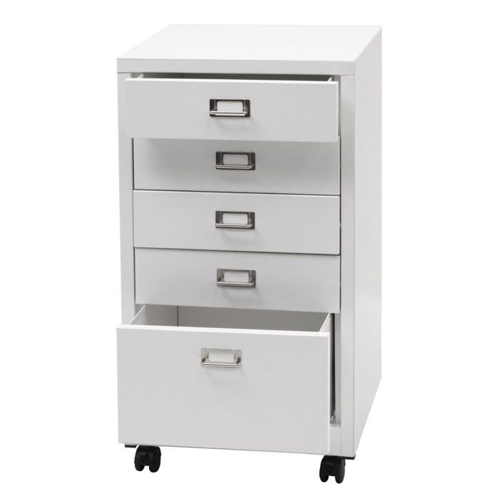 Armoire de bureau caisson a tiroirs en acier lamine a froid blanc 75 x 40 x 41 cm 5 tiroirs 04_0008269