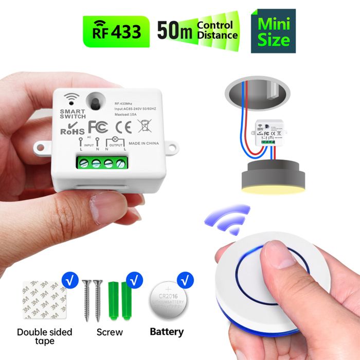 Interrupteur Sans Fil, 220V interrupteur va et vient sans fil, Pas de