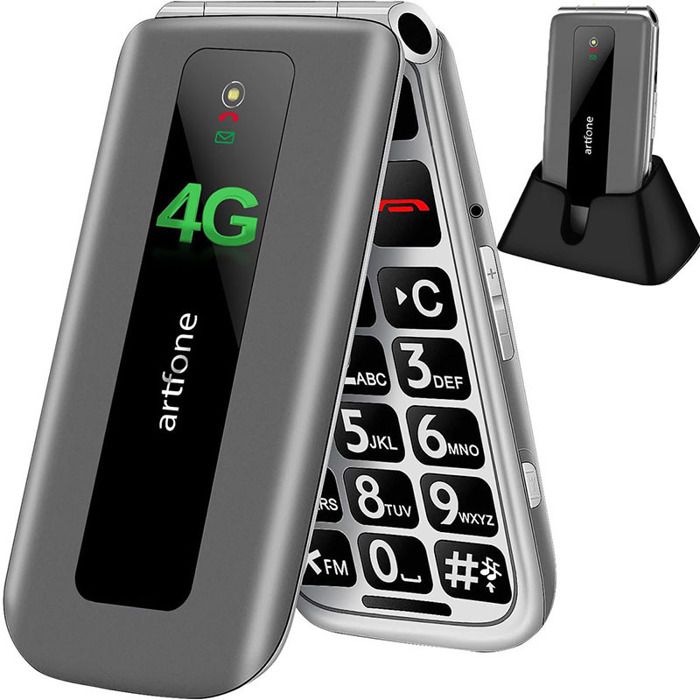 artfone F30 4G Téléphone Portable Senior à Clapet avec Grandes TouchesBouton SOSécran de 2.4Station de ChargeRadio FM