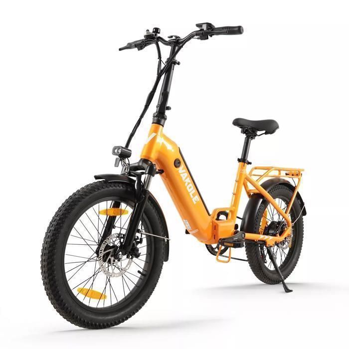 Vakole VT4 Vélo Électrique Pliable - Roues 20 - Moteur 250W 25km/h - Batterie 36V 13Ah - Autonomie 45-55km (Mode ASSIST) Orange