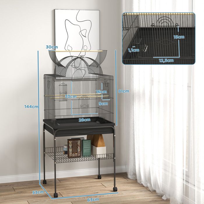 Meilleurs prix pour cage à oiseaux grande cage pour perruches avec plateau surface de rangement station dalimentation volière à roulettes pour can