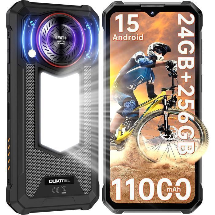 OUKITEL WP53 Pro Telephone Portable Incassable 11000mAh 24GO+256GO 6,52"" GPS/NFC Noir