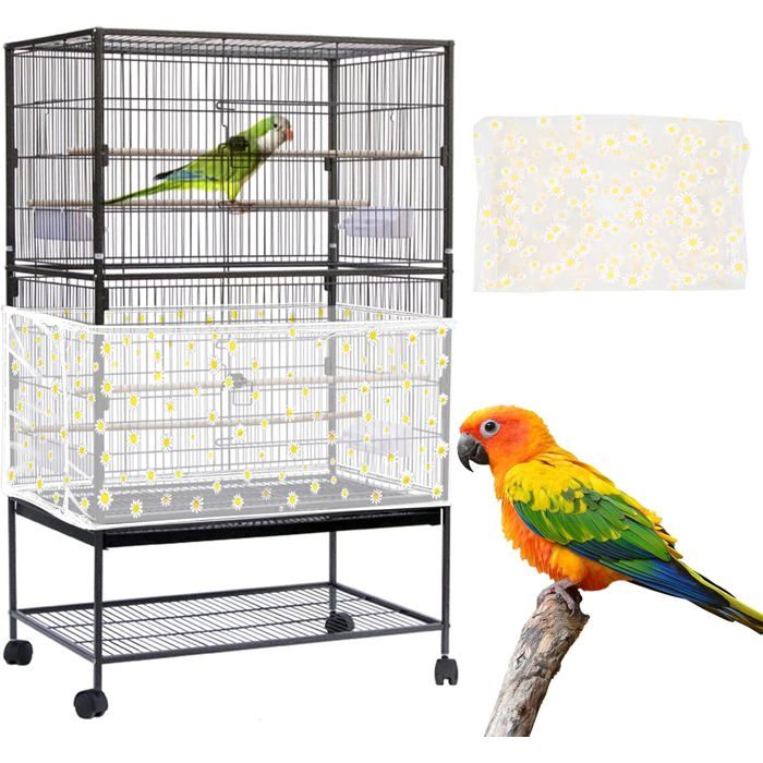 Housse De Cage à Oiseaux En Filet Nylon - Hauteur 33 Cm, Ajustable (périmètre 106-212 Cm), Lavable, Anti-poussière