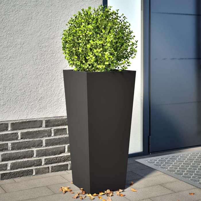 (120784)Jardinières 2 pcs - Pot de plantation Décor - noir 35x35x75cm acier - Anti corrosion