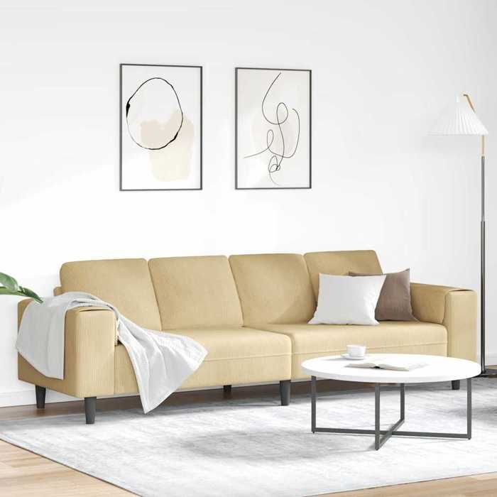 Vert Canapé Droit/ Sofa fixe - KEETHE - Pour adulte/enfant - en tissu avec coussin - Vert gris 208 cm Tissu en velours côtelé LL020