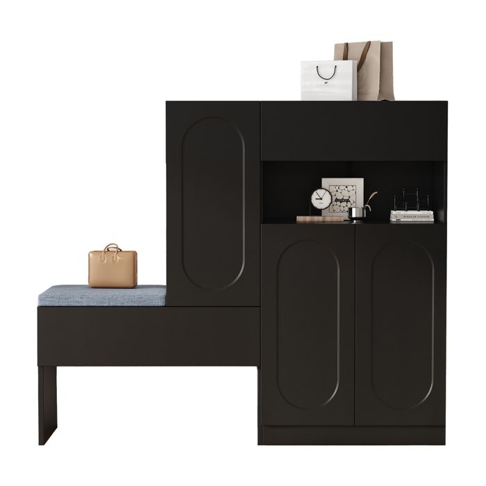 Banc de rangement pour chaussures armoire à chaussures banc à chaussures étagère à chaussures avec siège rembourré 130×35×110 cm