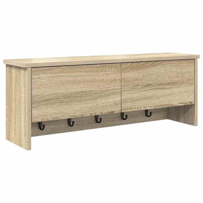 Beige Porte-manteau mural - Meuble d’Entrée pour vêtements avec étagère Chêne sonoma 80 x 20 x 30 cm @EU621504