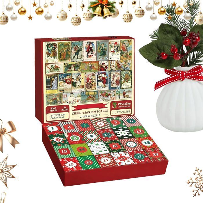 Calendrier De L'Avent Puzzle 2025 – 1008 Pièces En 24 Boîtes – Activité Familiale De Noël – Cadeau Pour Adultes Et Enfants