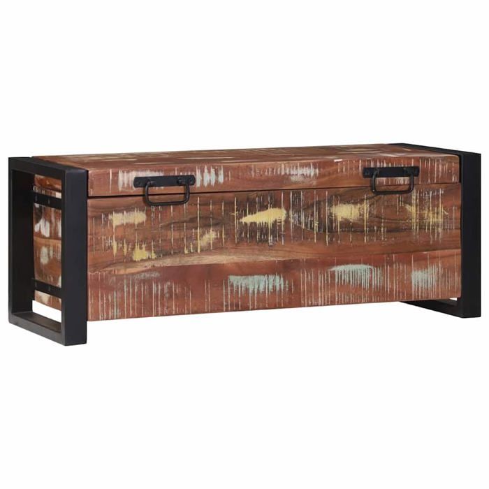 Coffre de rangement industriel - vidaXL - 80x30x30 cm - Multicolore - Bois de récupération massif - Style rustique