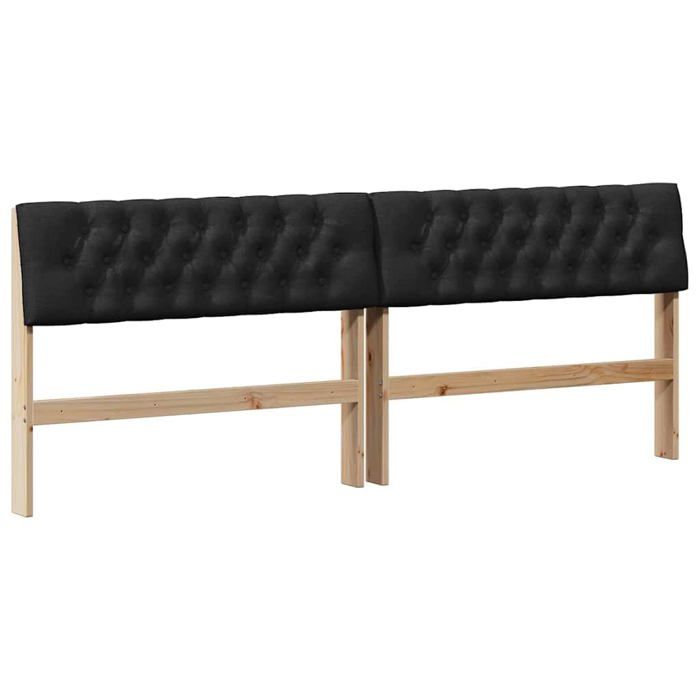 Tête de lit capitonnée - vidaXL - Noir - 200 cm - Pin massif - Rembourrée en tissu - Durable - Facile à nettoyer
