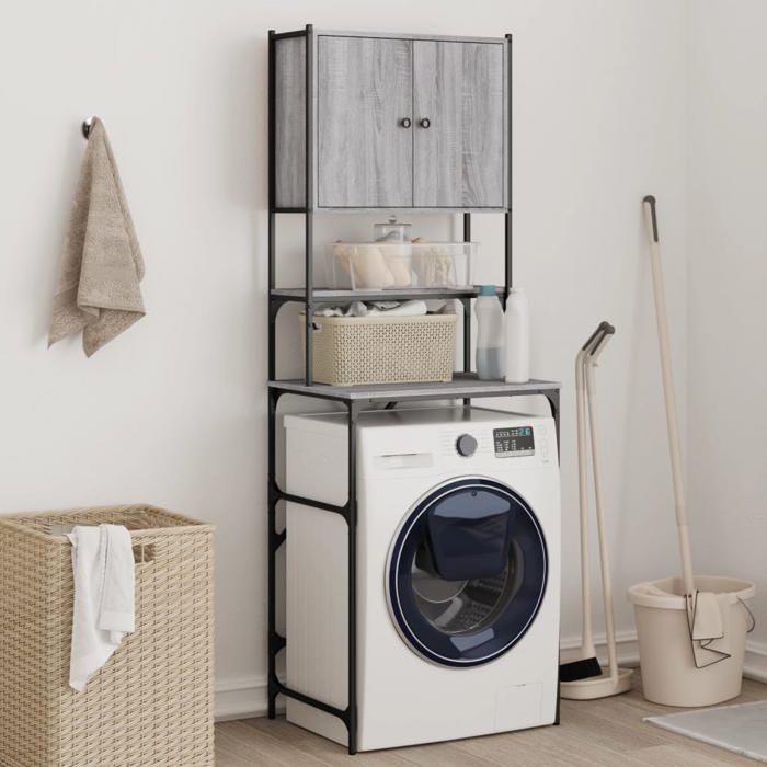 Armoire de machine à laver - vidaXL - Sonoma gris - 68x48 5x194 cm - Bois dingénierie - Cadre en métal