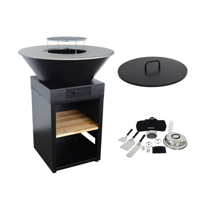 SWEEEK Brasero barbecue D81,5cm avec couvercle et ustensiles
