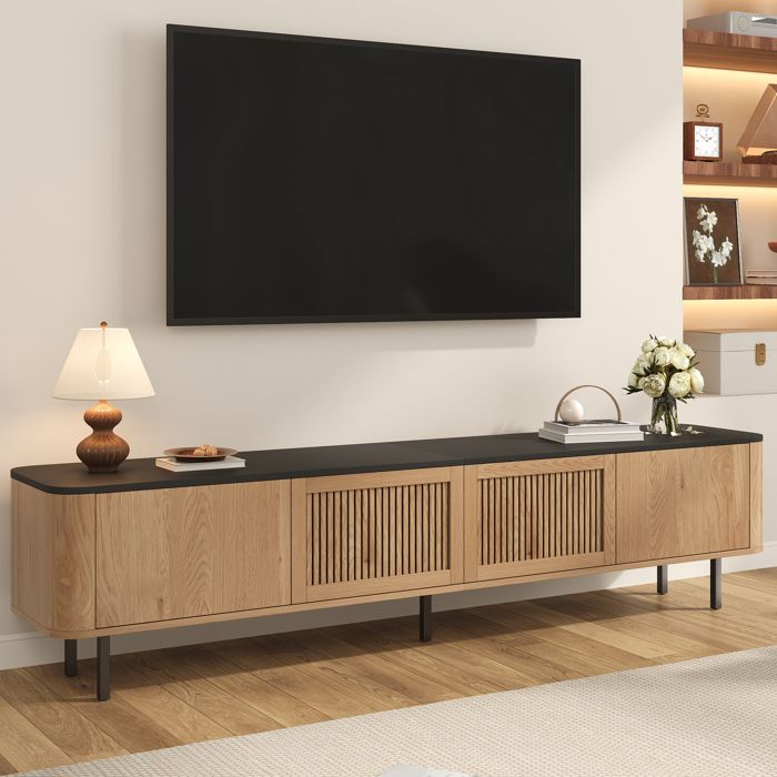 Meuble TV salon 4 portes Meuble TV moderne Support TV Meuble TV bas 190x35x45 cm Armoire TV Meuble de rangement Bois