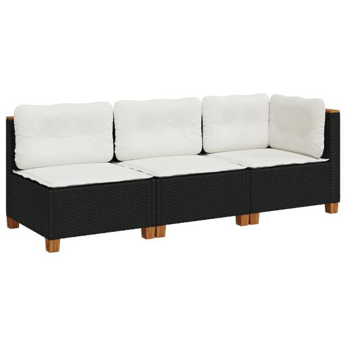 SALE 2026Canapé de jardin - Salon de jardin - facile à nettoyer - avec coussins 3 places noir - Résine tressée 190 5x63 5x62cm 27.