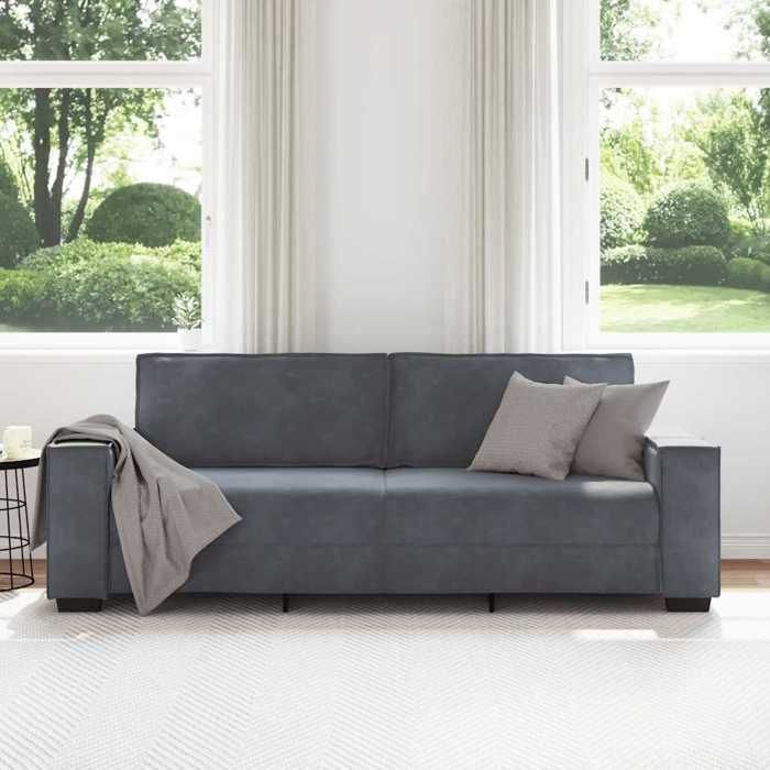 （82888） Canapé Droit - 3 places - gris foncé - 180 c - MODERNE Canapé à 3 places - gris foncé - 220x78x84 cm Velours 27097