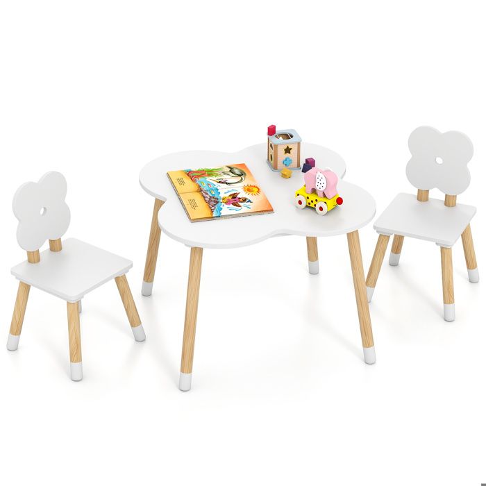 COSTWAY Table Enfant en Bois avec 2 Chaises en Forme de Fleur Table de Jeu et dActivités 60 x 60 x 44 cm pour Salle de Jeux COSTWAY Table Enfant en Bois avec 2 Chaises en Forme de Fleur Table de Jeu et dActivités 60 x 60 x 44 cm pour Salle de Jeux