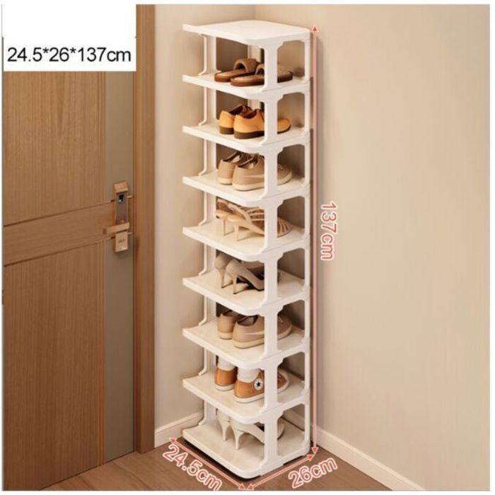 Étagère à chaussures - MICH® - 9 niveaux - Empilable - Blanc - Peu encombrant - Multicouche - Plastique PP - Durable