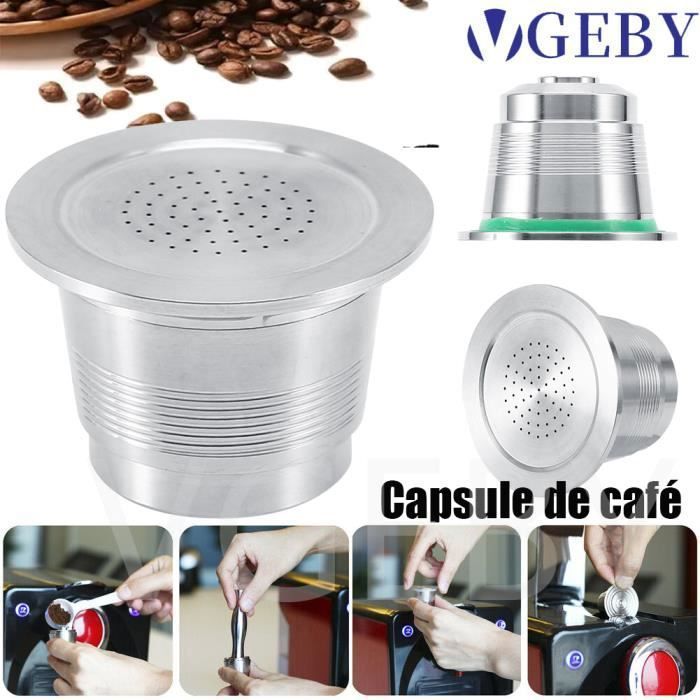 Capsule de café réutilisable en acier inoxydable pour machine Nespresso - Matière: Inox - Forme: Cylindrique