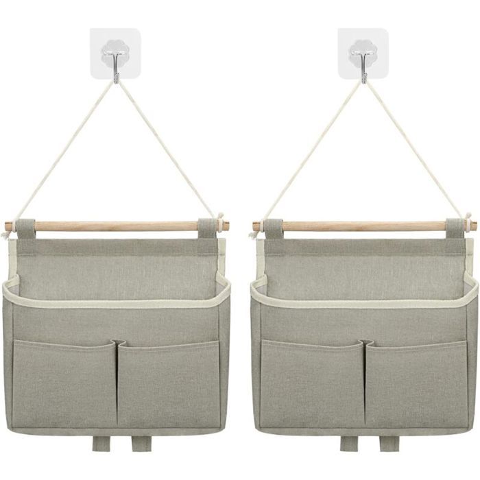 Sac De Rangement Mural 2pcs Sac à Suspendre Organisateur De Poche (Gris)