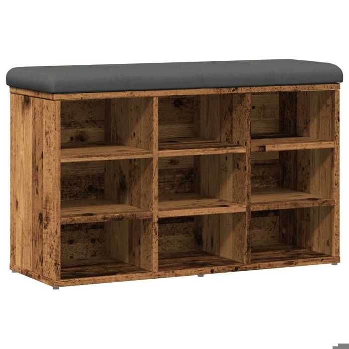 En PromotionBanc à chaussures Elégant - ABOTT@Coffre de rangement - meuble salon - vieux bois 82x32x50cm bois dingénierie HT62606