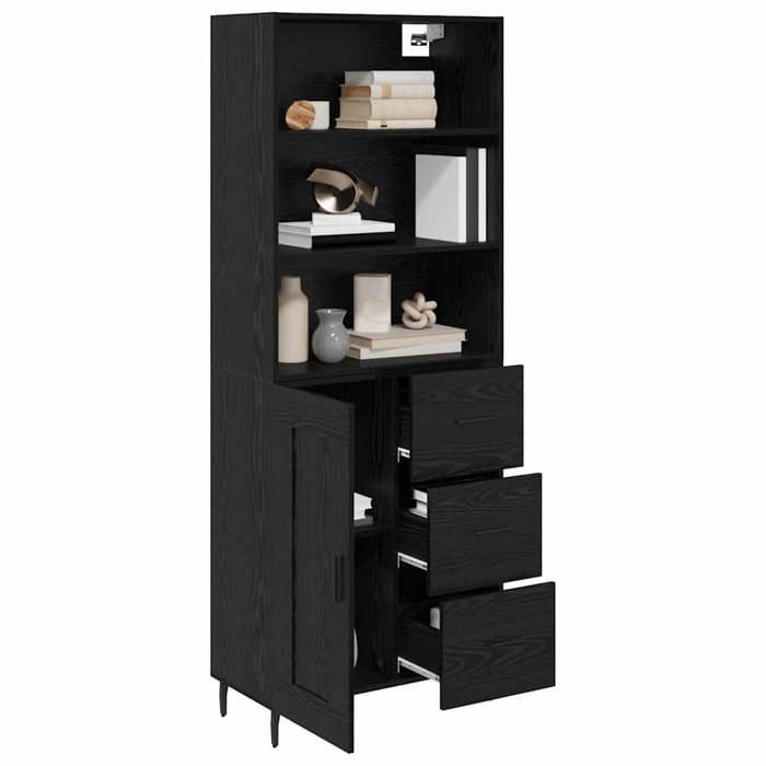 Vaisselier de cuisine - Noir - Haut Armoire - SWEETY - avec rangement - avec tiroir Chêne noir 69 5x34x180cm LH4663422