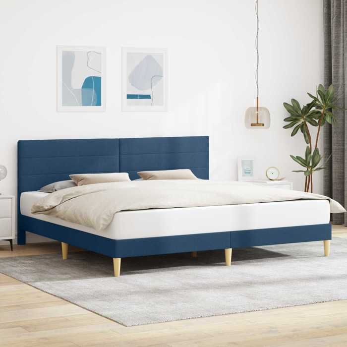 vidaXL Cadre de lit avec tête de lit Bleu 180 x 200 cm Tissu 42027605