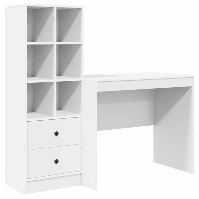 Blanc Table de travail - Bureau 1 place - avec tiroir 2 pcs - Blanc m2275