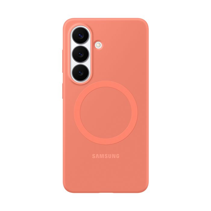 Coque MagSafe - SAMSUNG - Galaxy S26 Plus - Silicone souple - Anneau magnétique intégré - Corail