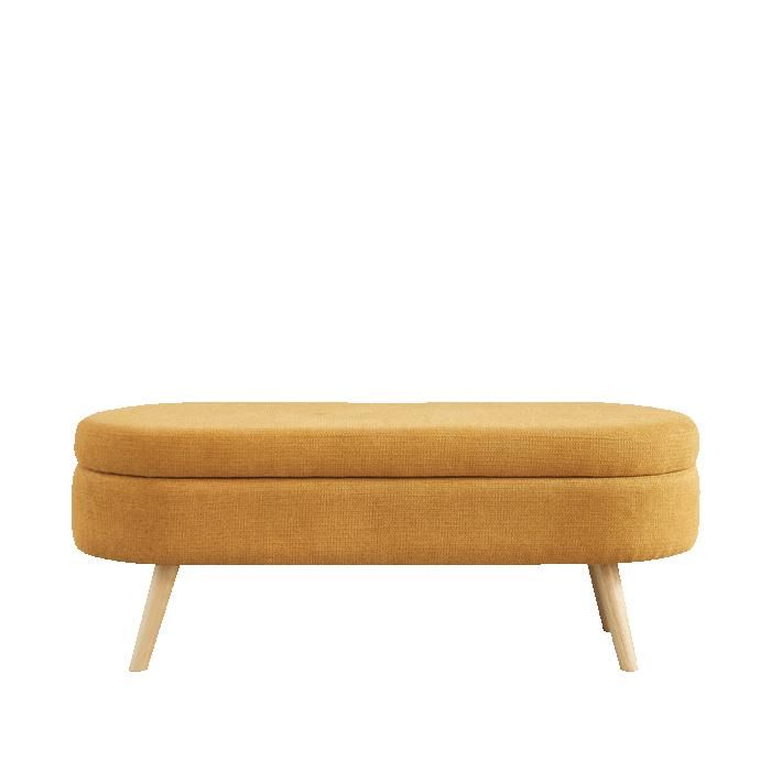 Banc rangement jaune 110x40x42cm tissu chenille design moderne banc entrée salon chambre pratique pour vestiaire