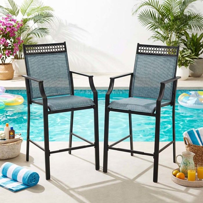 Chaise de jardin - CRESTA - Lot de 2 - Structure métal - Accoudoirs et repose-pieds - Assise 63 5 cm Chaise de jardin - CRESTA - Lot de 2 - Structure métal - Accoudoirs et repose-pieds - Assise 63 5 cm