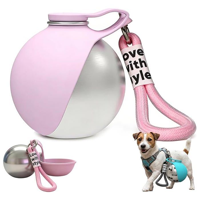 Gourde portable 2-en-1 pour chiens – Bouteille deau et bol à eau intégré anti-fuite matériau sûr et non toxique pour la