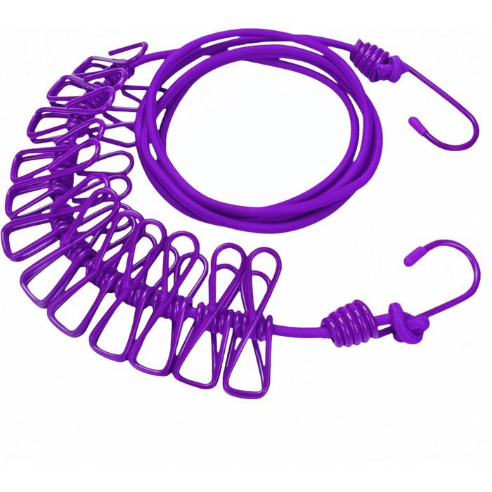 Corde à linge portable extensible 36 m 12 pinces coupe-vent crochets inox pour voyage camping intérieur Corde à linge portable extensible 36 m 12 pinces coupe-vent crochets inox pour voyage camping intérieur
