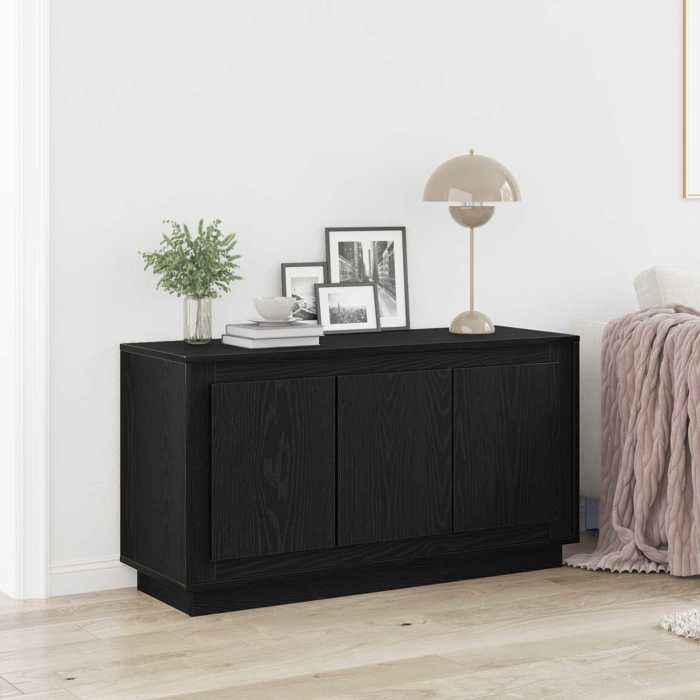 {Noir}Buffet bahut - Moderne-design - bois dingénierie - chêne noir - 3 portes - 102x35x55 cm 63aze13i