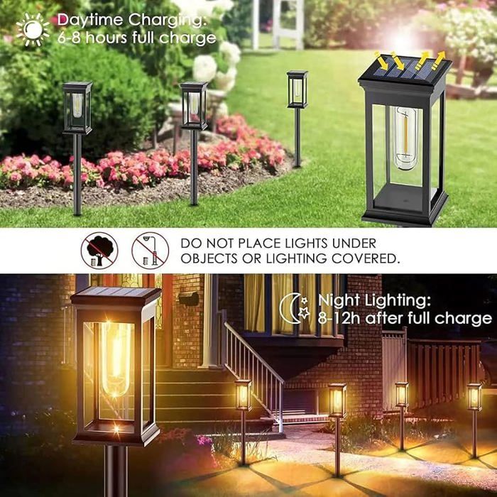 2 Lumières Lampe Soire Exterieur Jardin 800mAh Étanchéité IP65 Lumiere Soire Exterieur Lampes Soires à Allumag LAMPADAIRE DE JARDIN