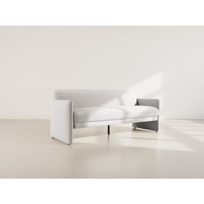 Mathis - Canapé convertible clic-clac 3 places en velours côtelé - Gris