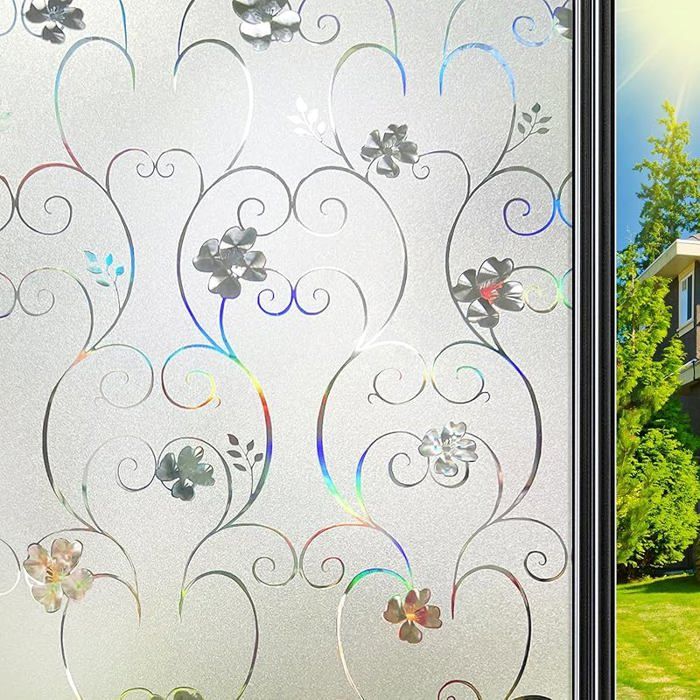 Film Fenetre Anti Opaque Fleurs Arc en Ciel 30x120cm Brise Vue Fenêtre Vitrail Fleurs Arc en ciel 30 x 120 cm 3 FILM POUR VITRAGE