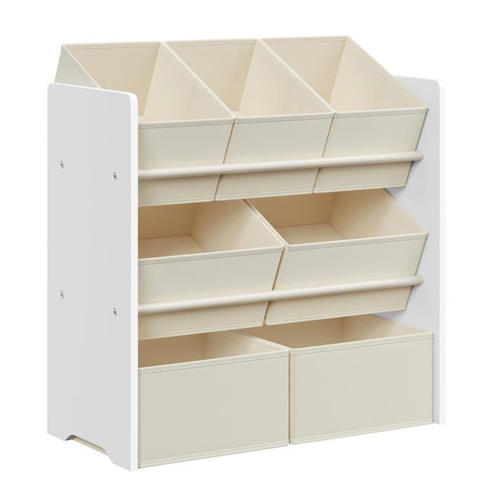Étagère à s pour s Bibliothèque avec 7 Boîtes de Rangement en Tissu Non-tissé Meuble de Blanc Nuage 7  PETIT MEUBLE DE RANGEMENT