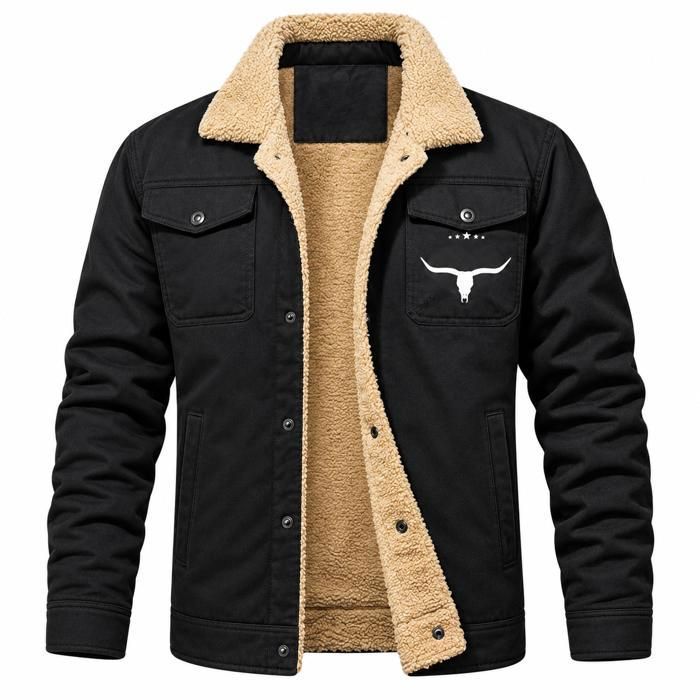 ENSEMBLE DE VETEMENTS DE SPORT Veste homme AProsp doublée sherpa coton S-5XL col rabattu poches noir hiver