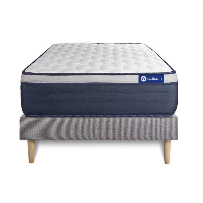 Ensemble Matelas Sommier 80x190 cm - Sommier Gris (en kit) - Actimemo Max Ensemble Matelas Sommier 80x190 cm - Sommier Gris (en kit) - Actimemo Max