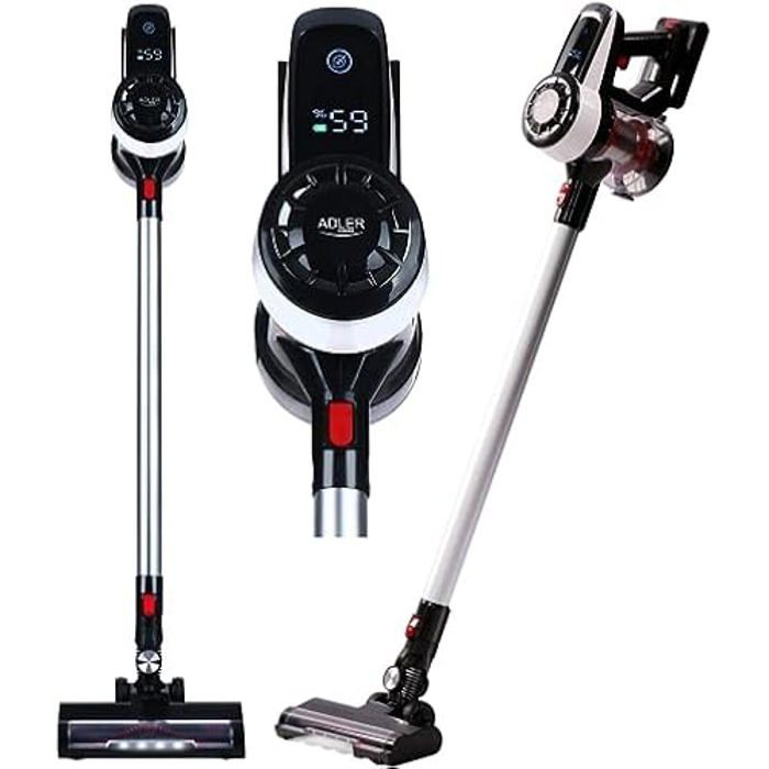 Aspirateur sans Sac - ADLER - Moteur sans balais - Noir - Batteries rechargeables - Haute performance