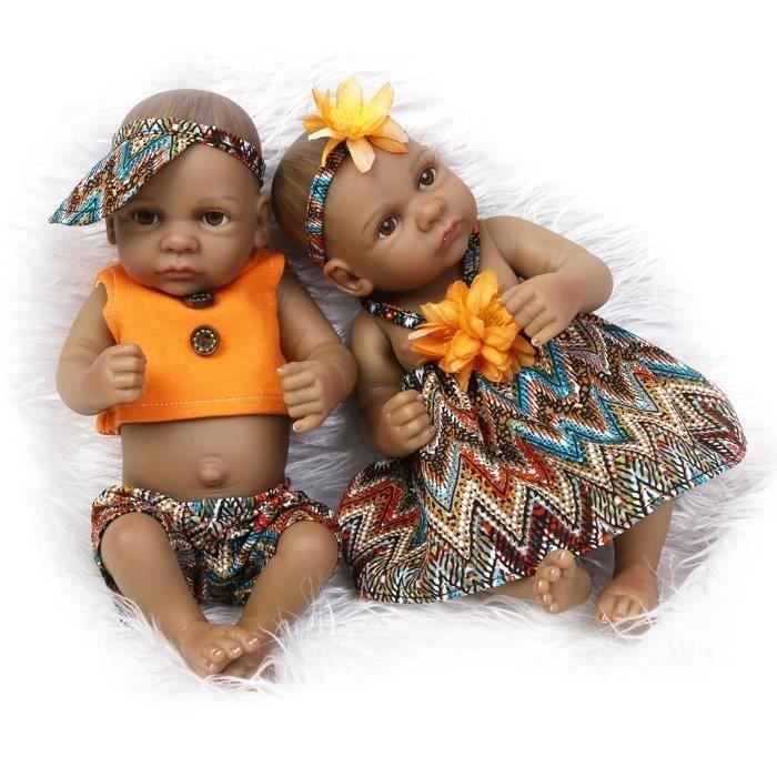 Npk Collection Sur 27cm Nouvelle Arrivee Mini Mini Noir Jumeaux Poupees Belle Fille Et Garcon Mignon Plein Silicone Bebe Xc236 Cdiscount Jeux Jouets