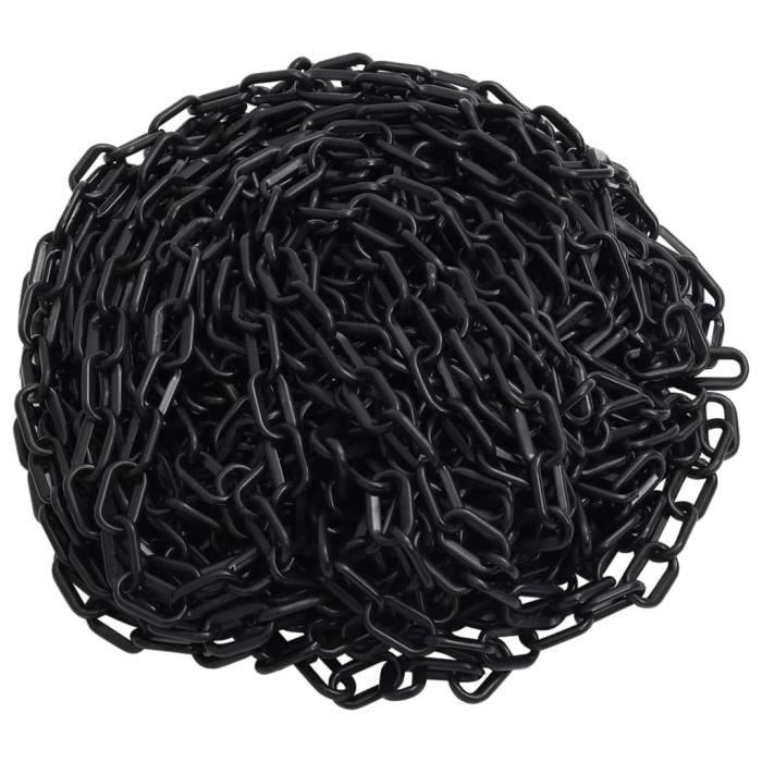 Chaîne D'Avertissement En Plastique 6 Mm X 10 M - Pour Parking, Chantier, Zone Dangereuse - Noire, Résistante Aux Intempéries