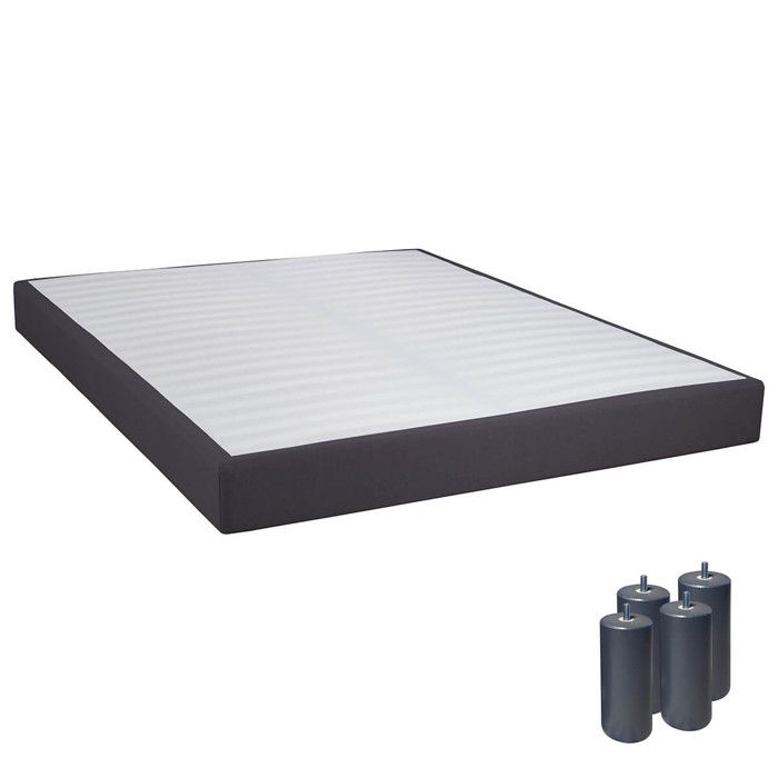 Tapikit - Sommier Tapissier Démontable 2x20 Lattes 140x190cm Anthracite + Pieds Anthracites 15cm Tapikit - Sommier Tapissier Démontable 2x20 Lattes 140x190cm Anthracite + Pieds Anthracites 15cm
