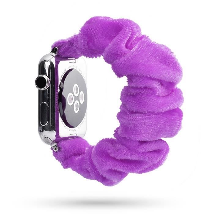 Bracelet Pour Montre Connectée en Tissu Impression Bracelet Banque Pour Apple Watch Series 6 Se 5 4 44Mm-3 2 1 42Mm -Violet Clair