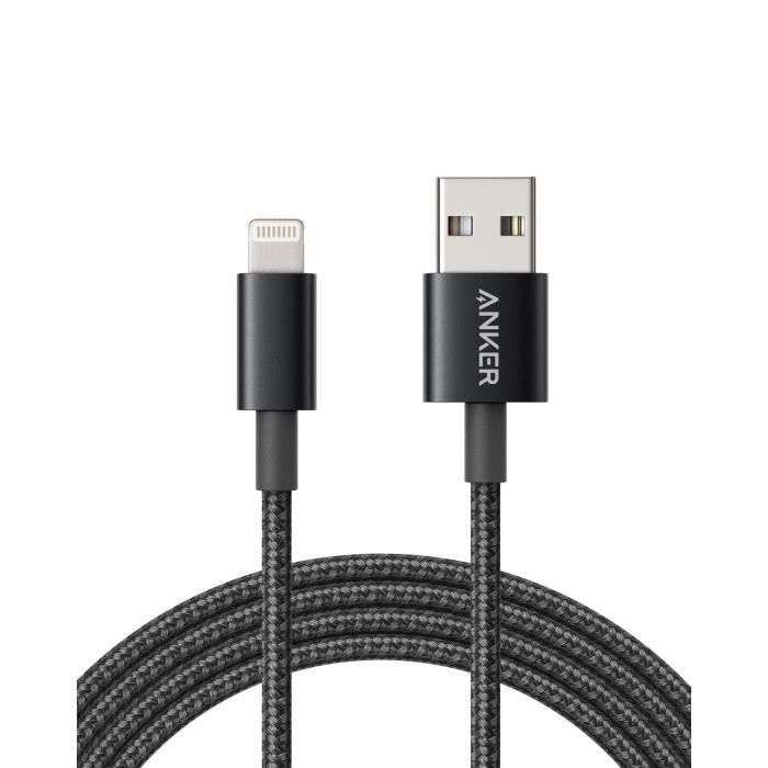 Anker câble USB 180 cm en Double tressage Nylon avec connecteur Lightning [certifié MFi par Apple]
